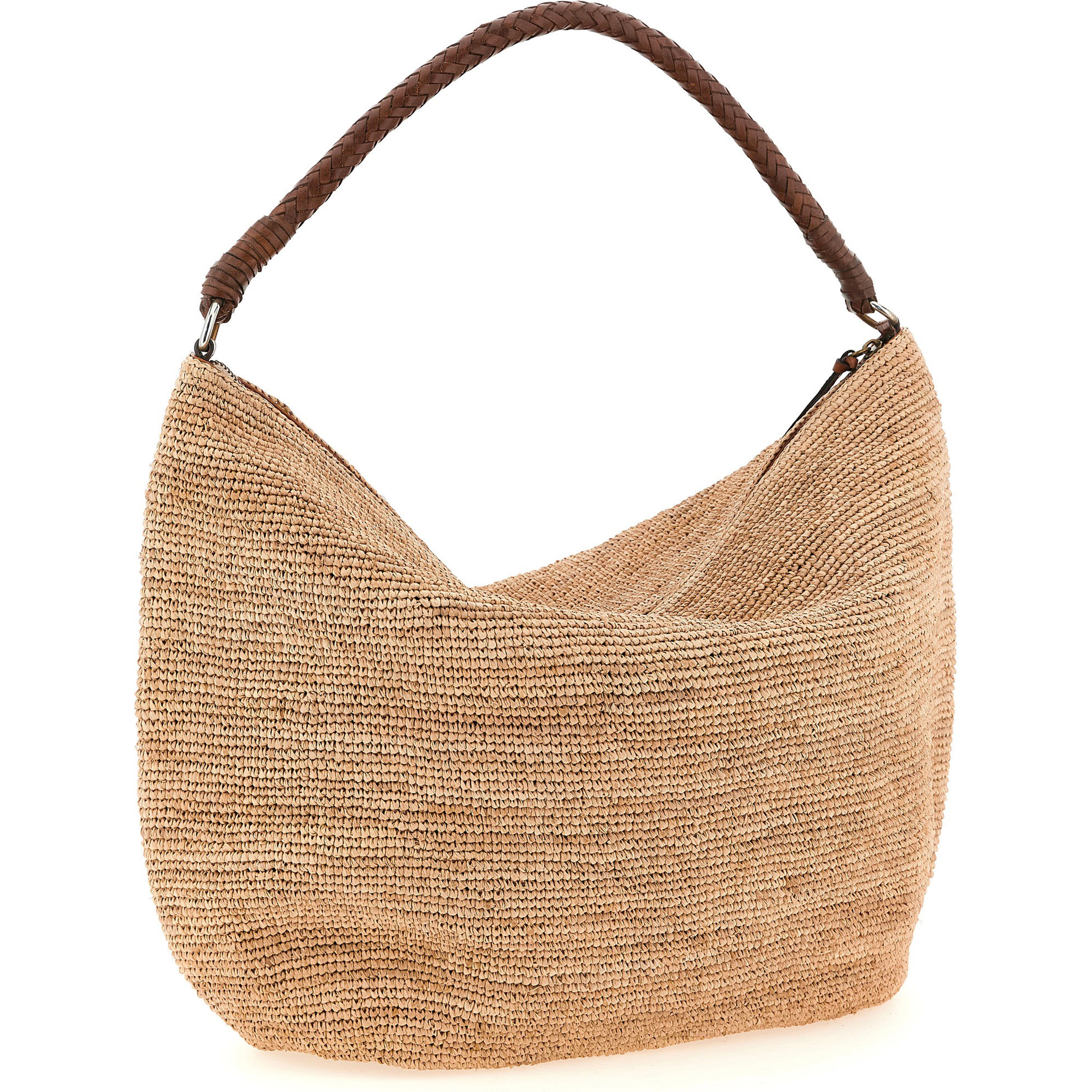 Beige Raffia Shoulder Bag