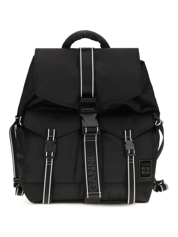 Black Recycled Polyamide Backpack