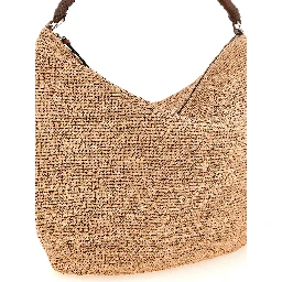 Beige Raffia Shoulder Bag