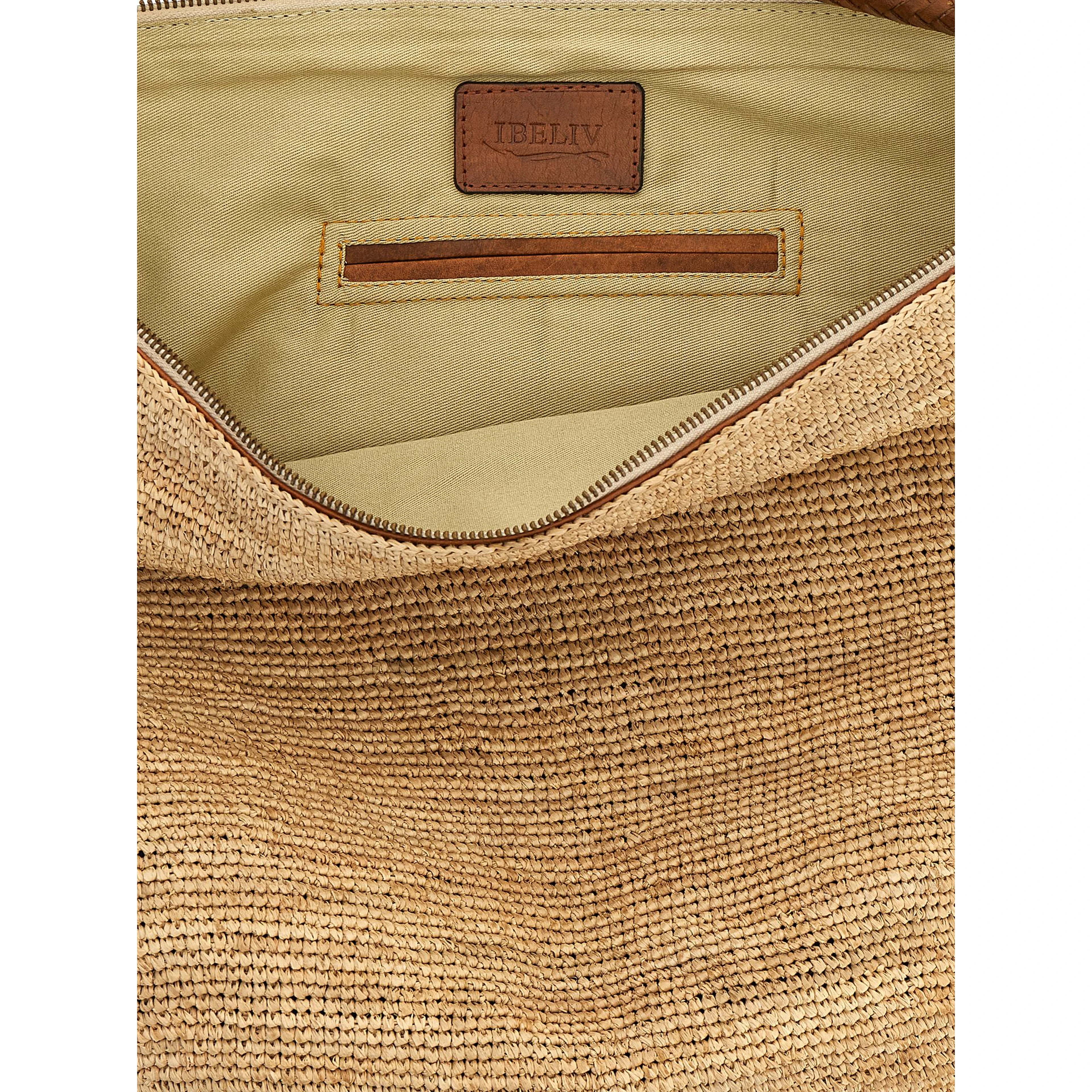 Beige Raffia Shoulder Bag