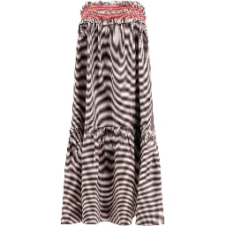 Brown Cotton Midi Skirt