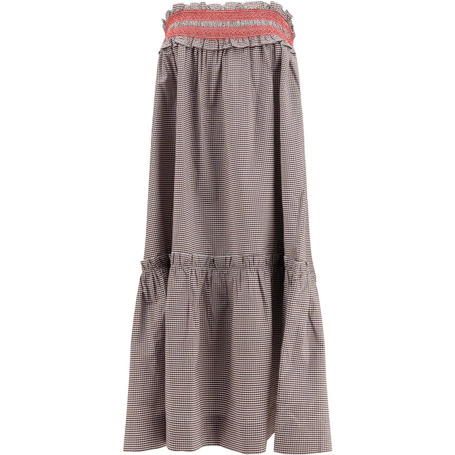 Brown Cotton Midi Skirt