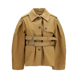 Beige Cotton Full-Length Jacket