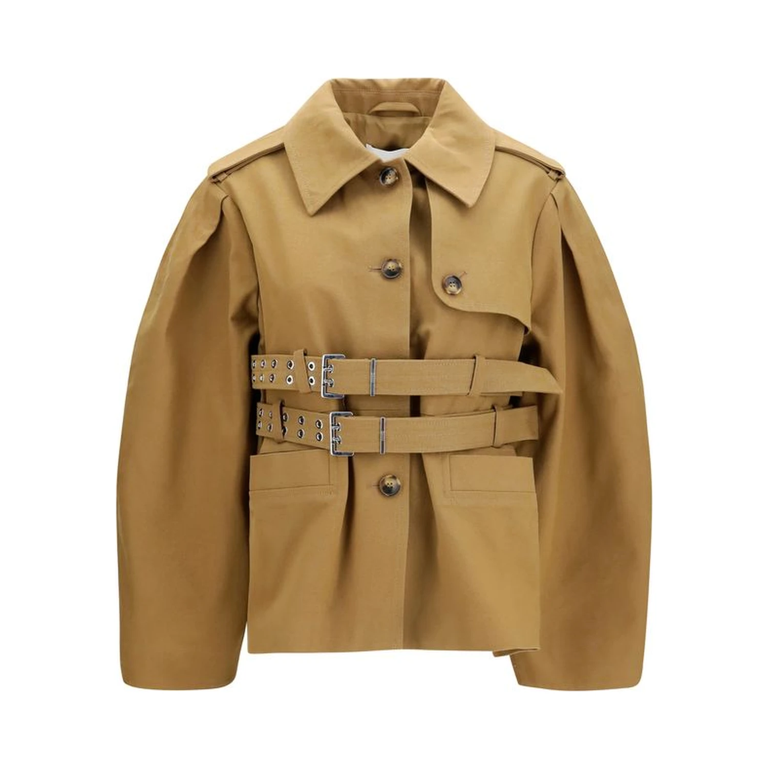 Beige Cotton Full-Length Jacket