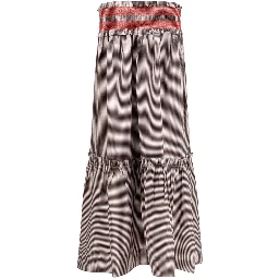 Brown Cotton Midi Skirt