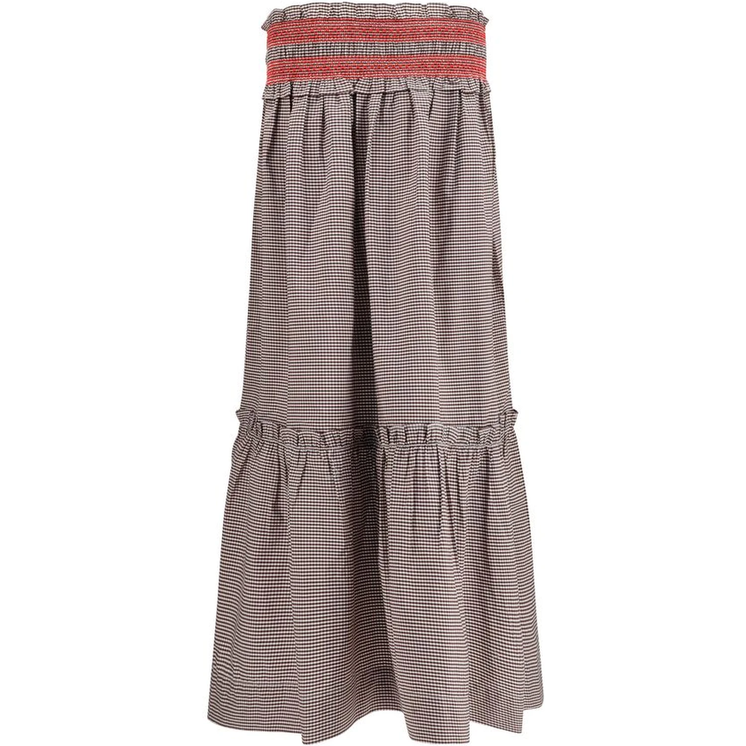 Brown Cotton Midi Skirt