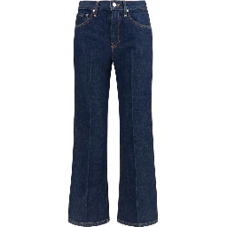 Blue Cotton Flared Jeans