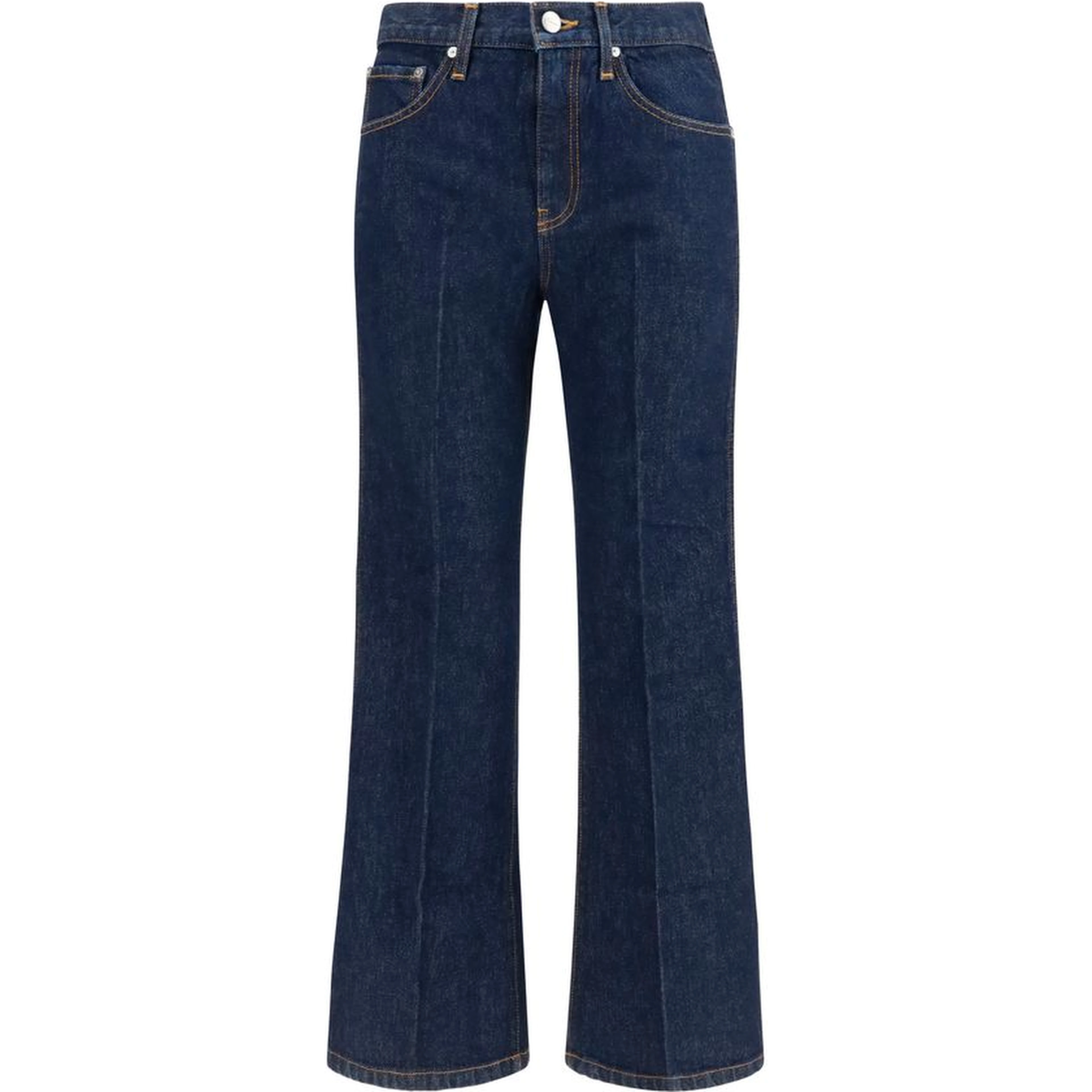 Blue Cotton Flared Jeans