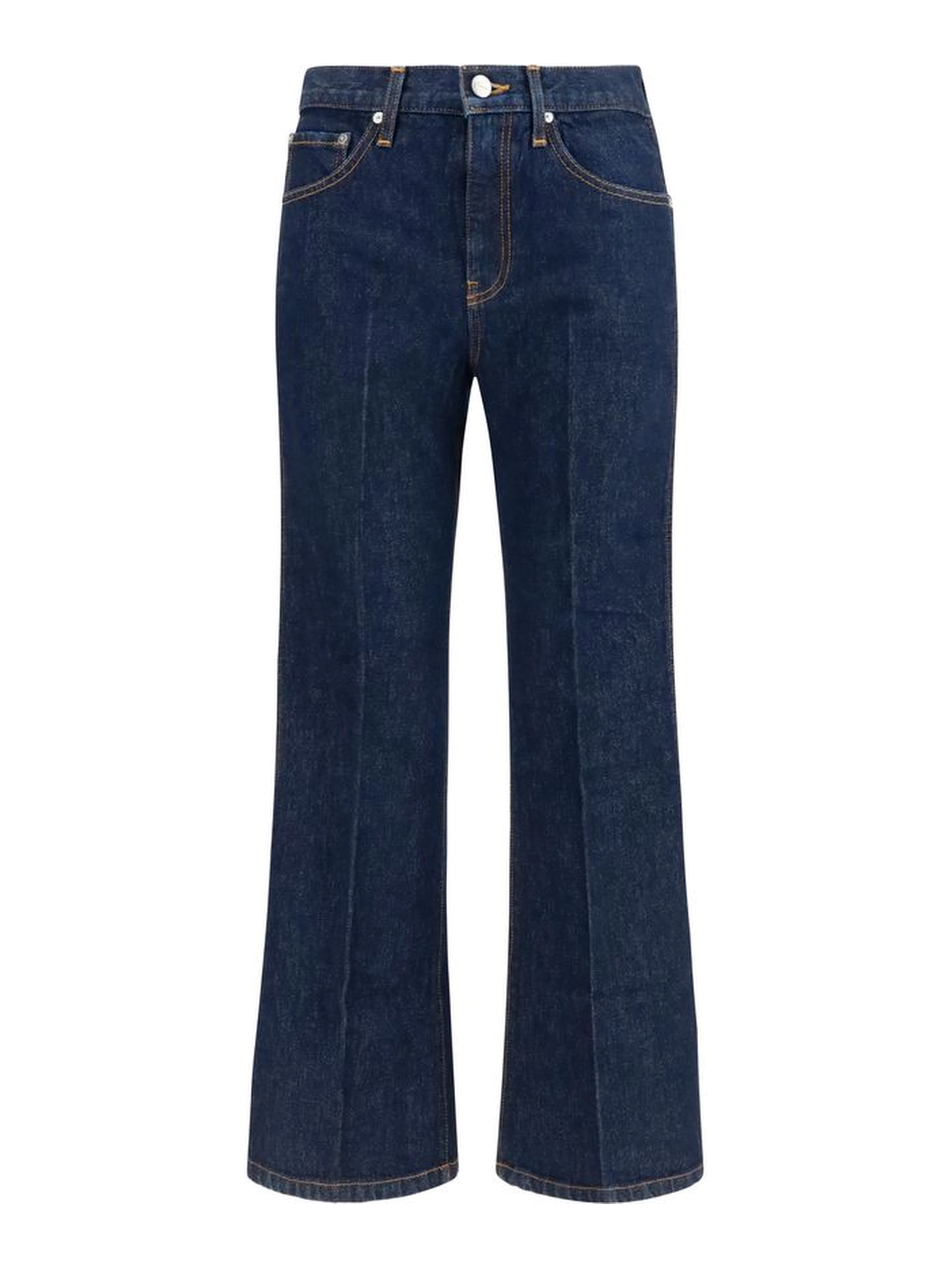 Blue Cotton Flared Jeans