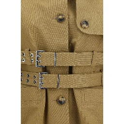 Beige Cotton Full-Length Jacket