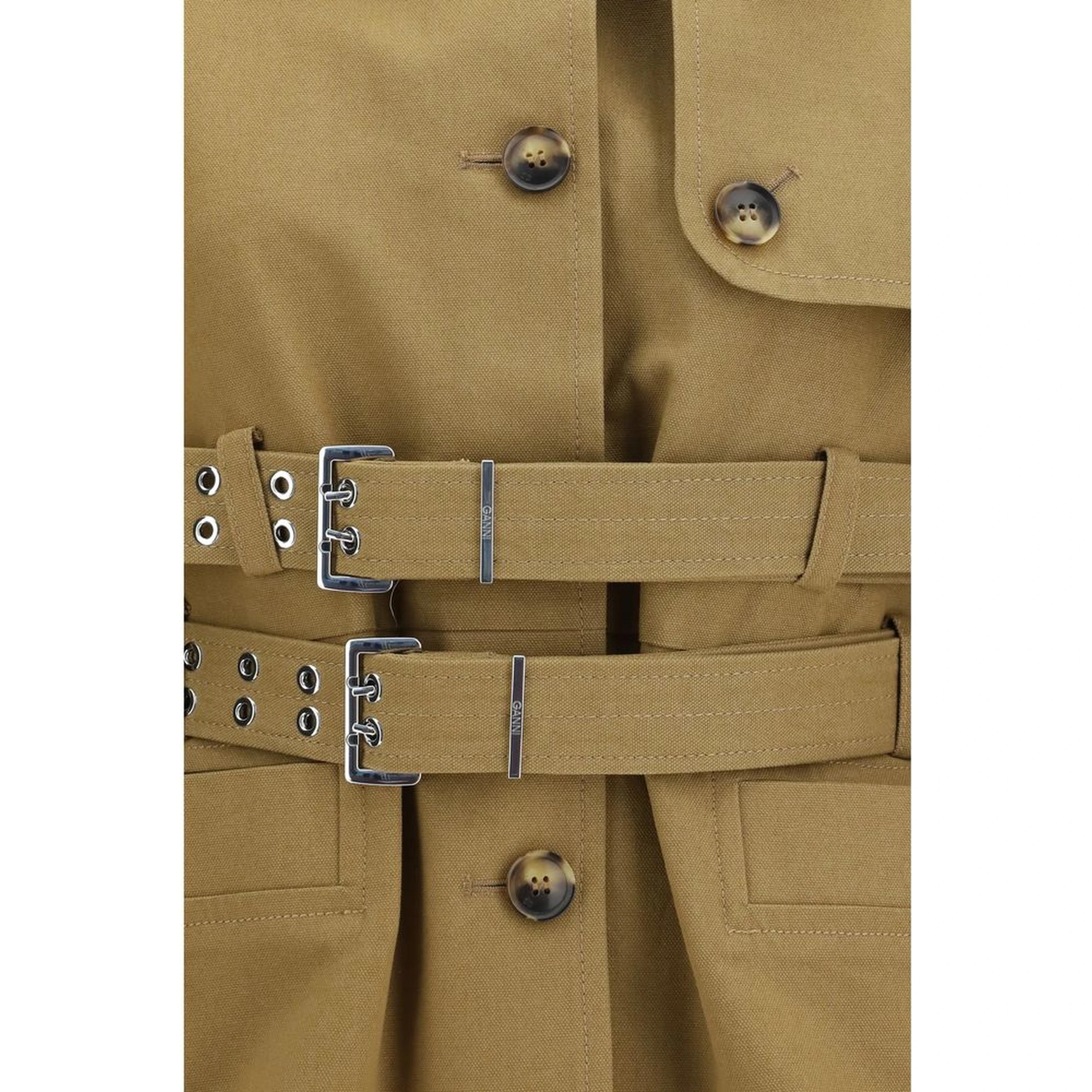 Beige Cotton Full-Length Jacket