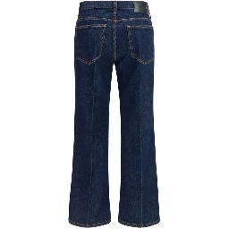 Blue Cotton Flared Jeans