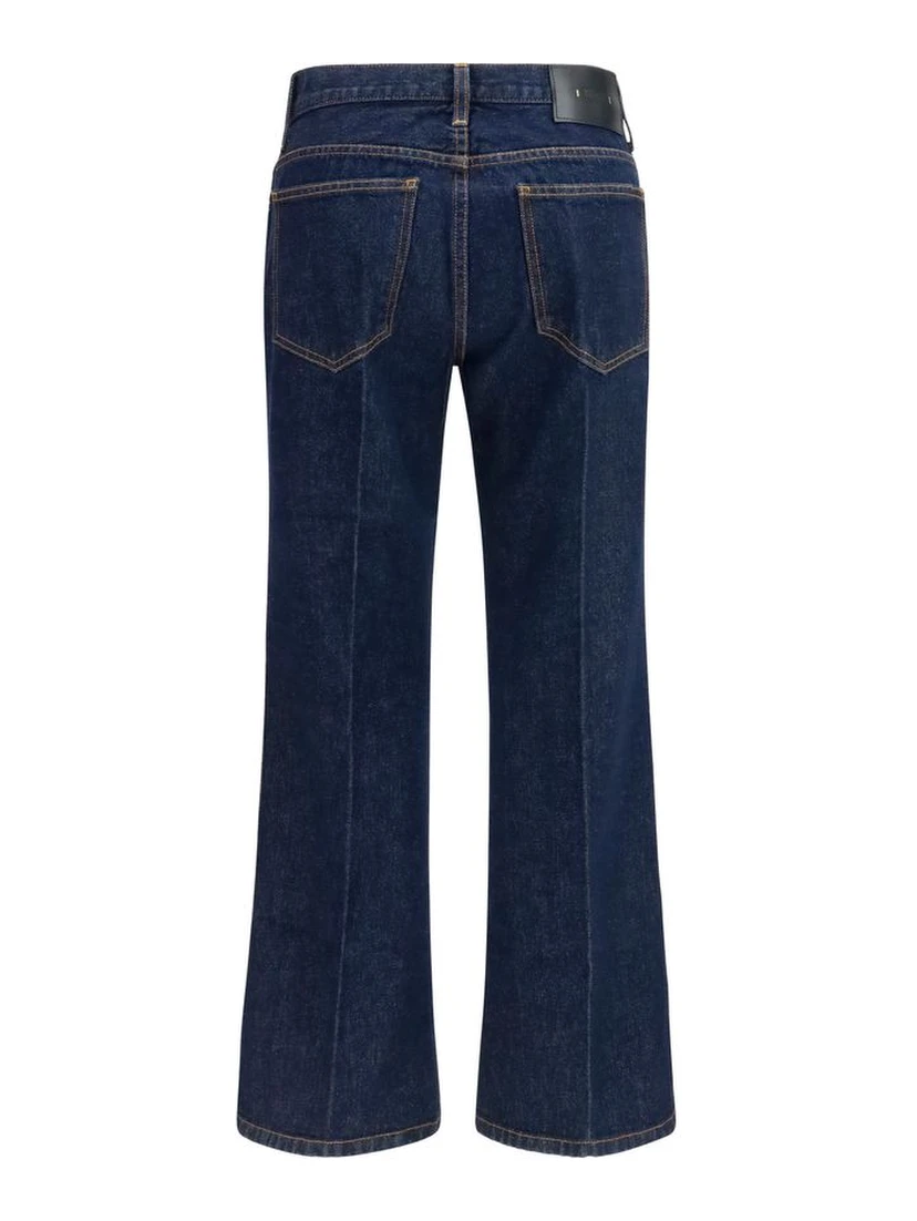 Blue Cotton Flared Jeans