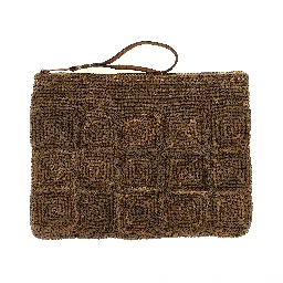 Brown Raffia Clutch Bag