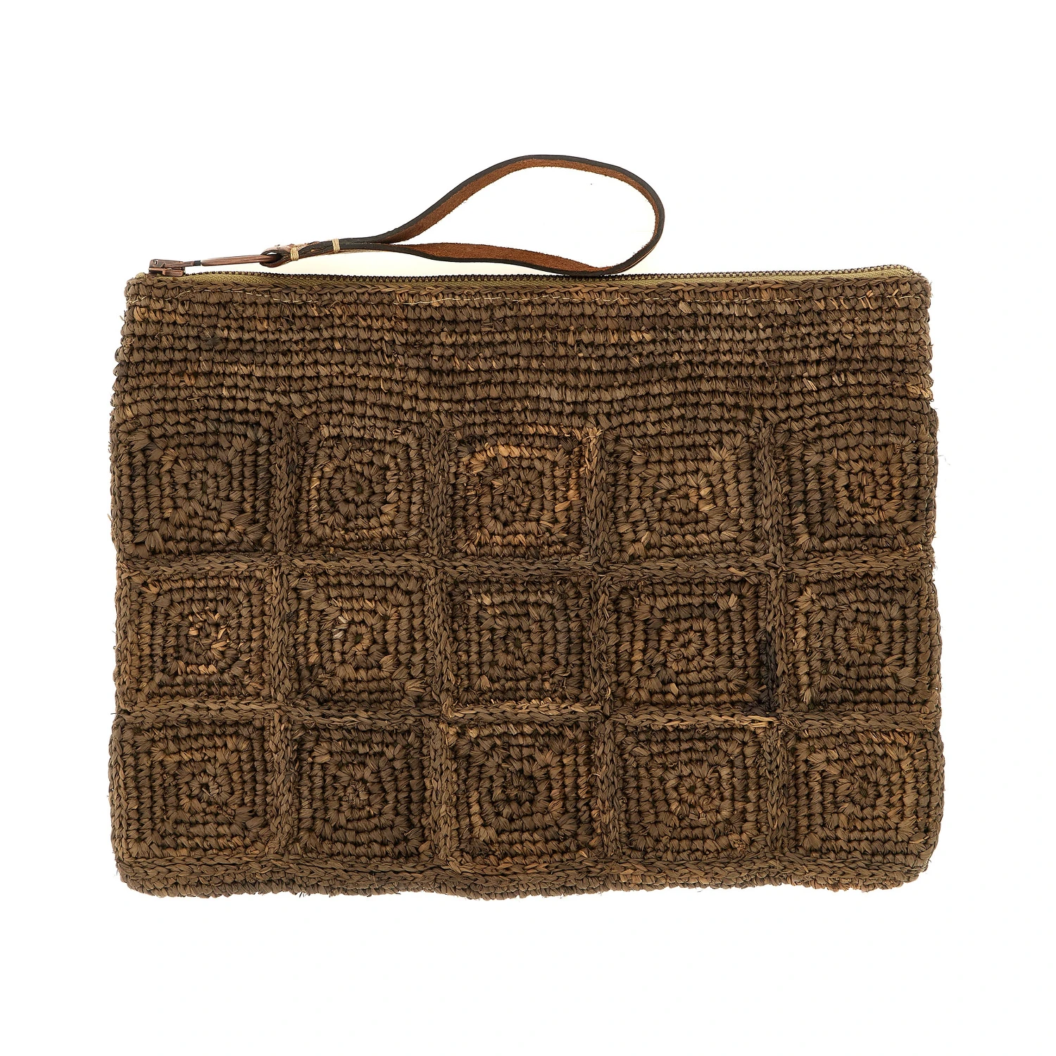Brown Raffia Clutch Bag