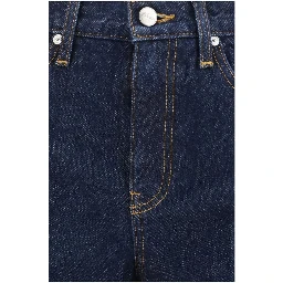 Blue Cotton Flared Jeans