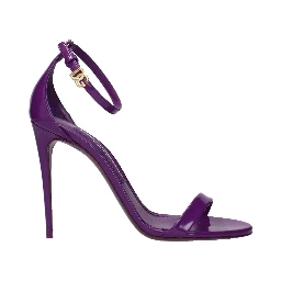 Purple Leather Stiletto Heel Sandals