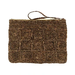 Brown Raffia Clutch Bag
