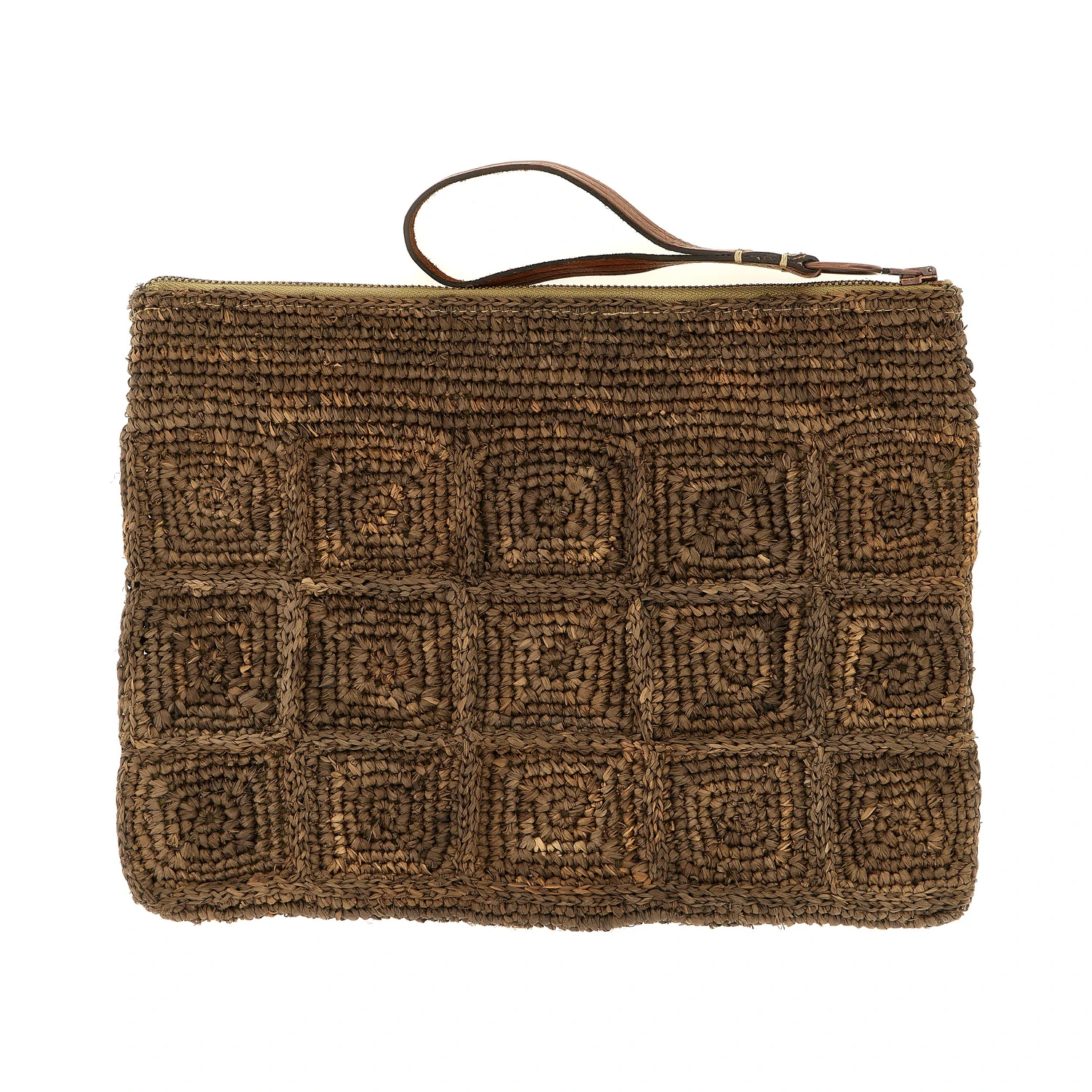 Brown Raffia Clutch Bag