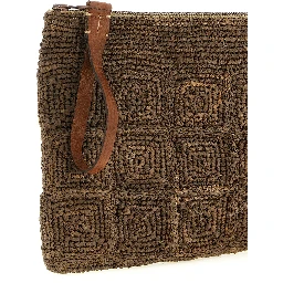Brown Raffia Clutch Bag