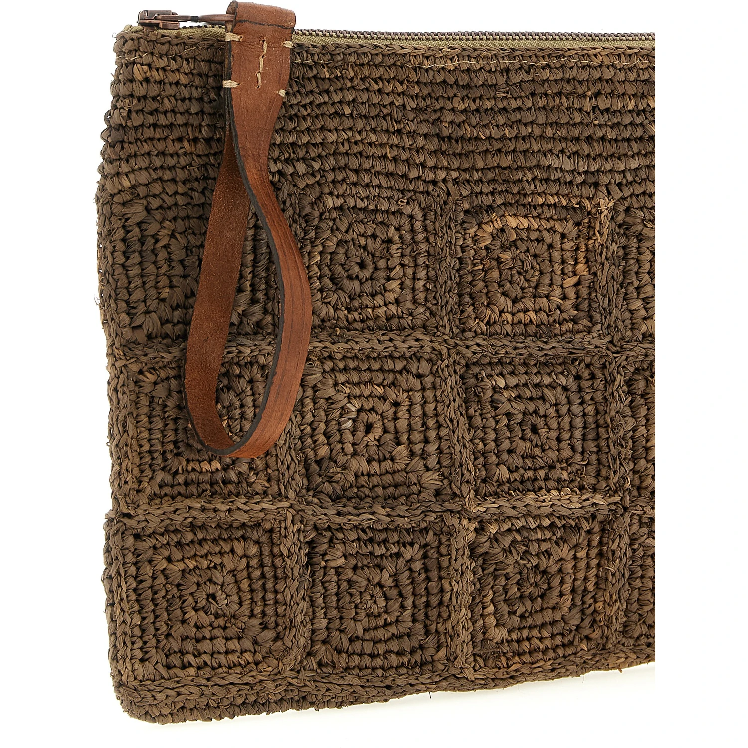 Brown Raffia Clutch Bag