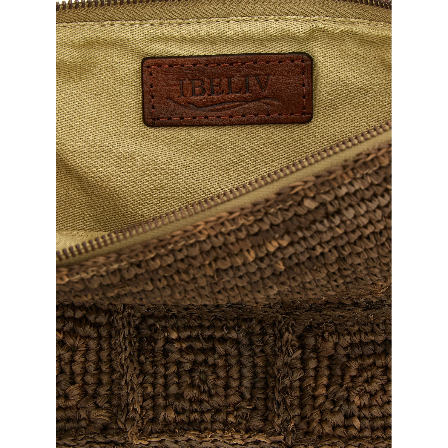 Brown Raffia Clutch Bag