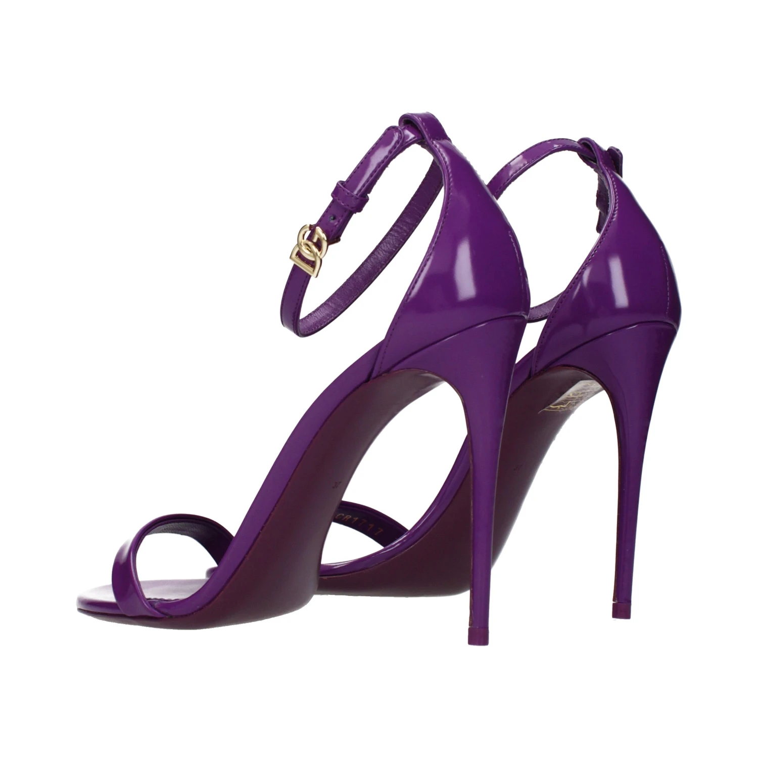 Purple Leather Stiletto Heel Sandals