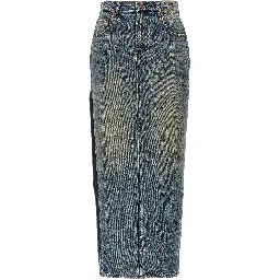 Blue Cotton Mini Skirt