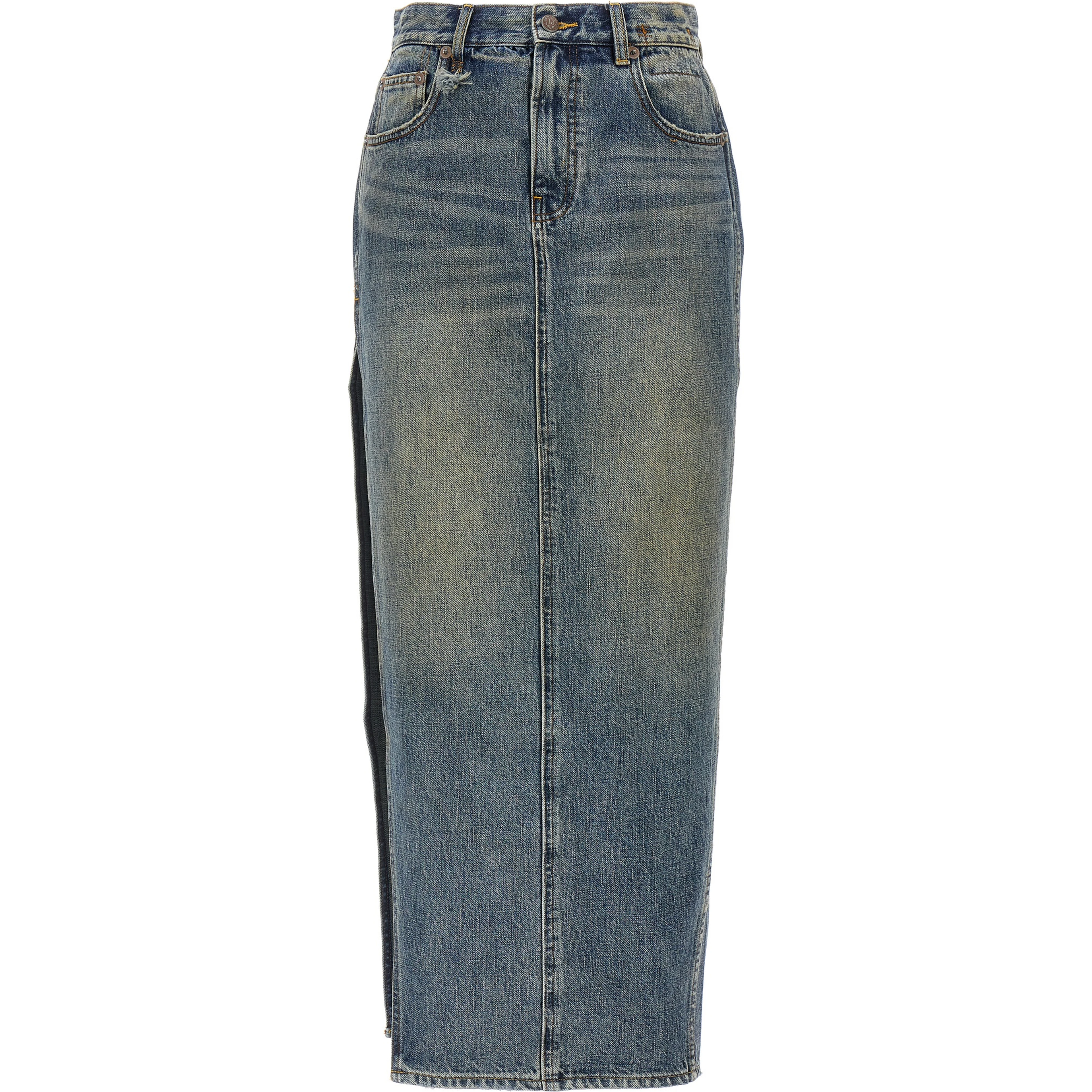 Blue Cotton Mini Skirt