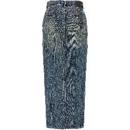 Blue Cotton Mini Skirt