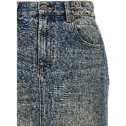 Blue Cotton Mini Skirt