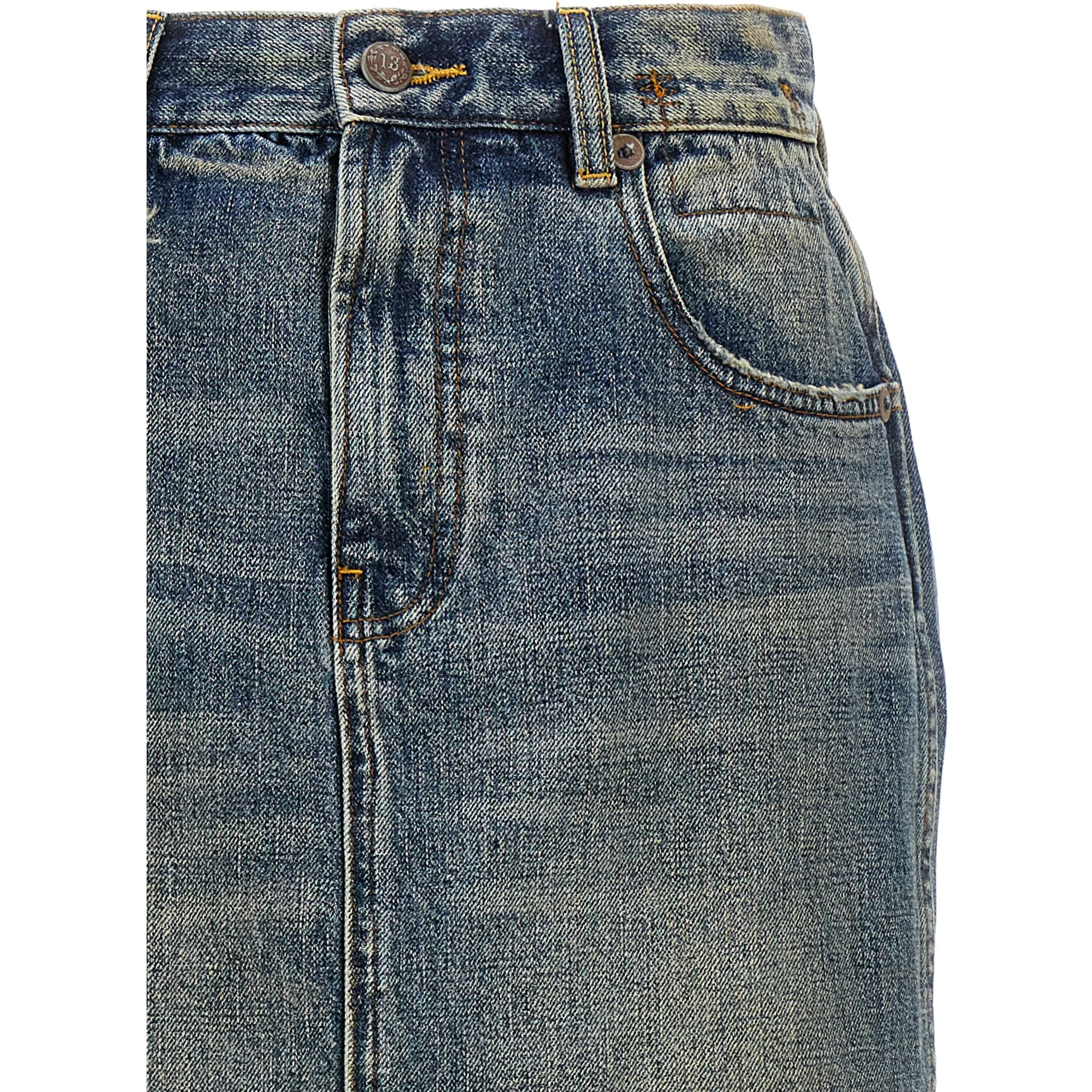 Blue Cotton Mini Skirt