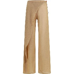 Gold Polyamide Casual Pants