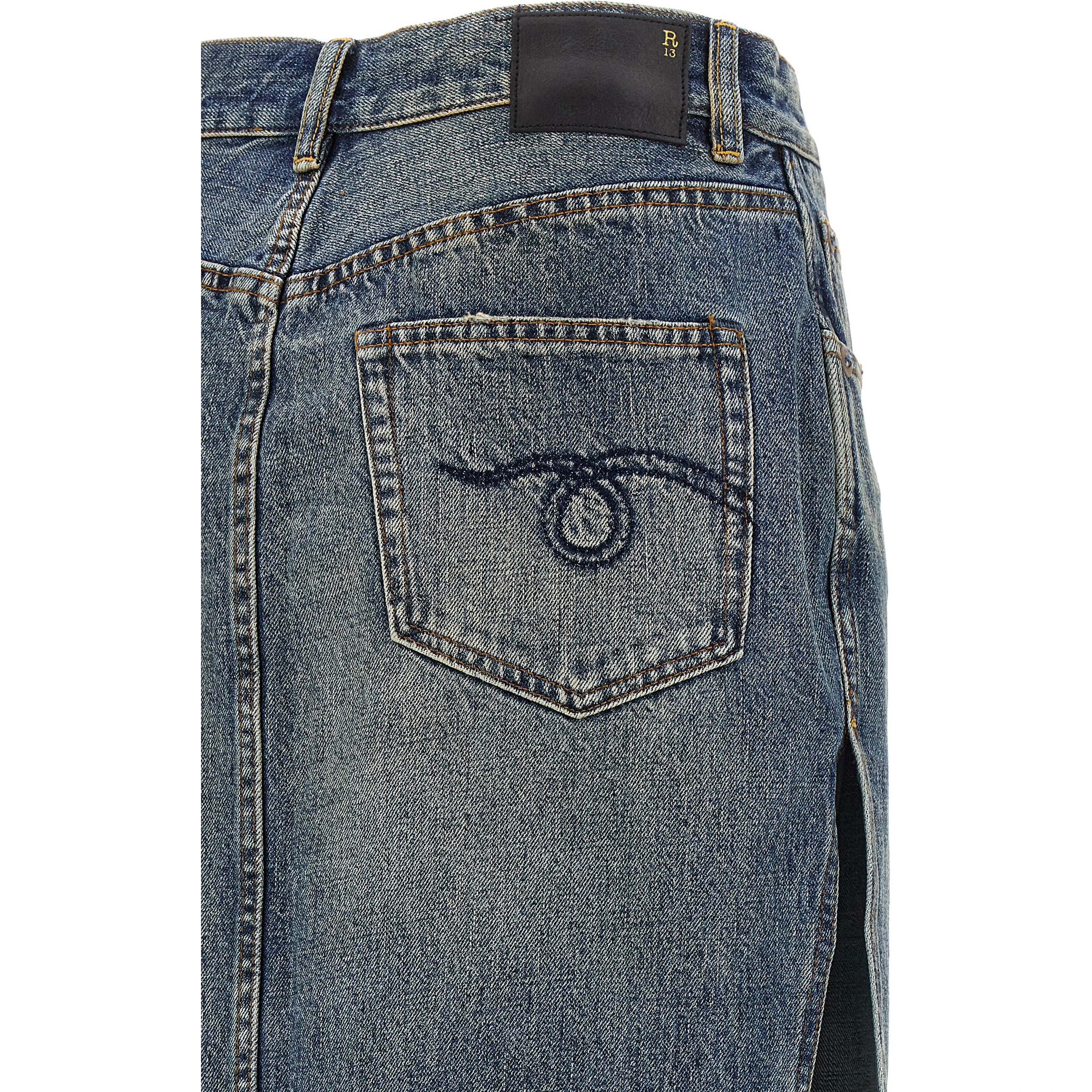 Blue Cotton Mini Skirt
