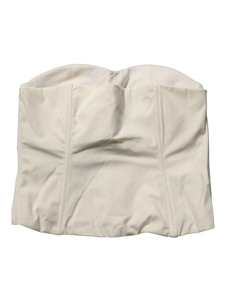Off White Strapless Sweetheart Neck Top