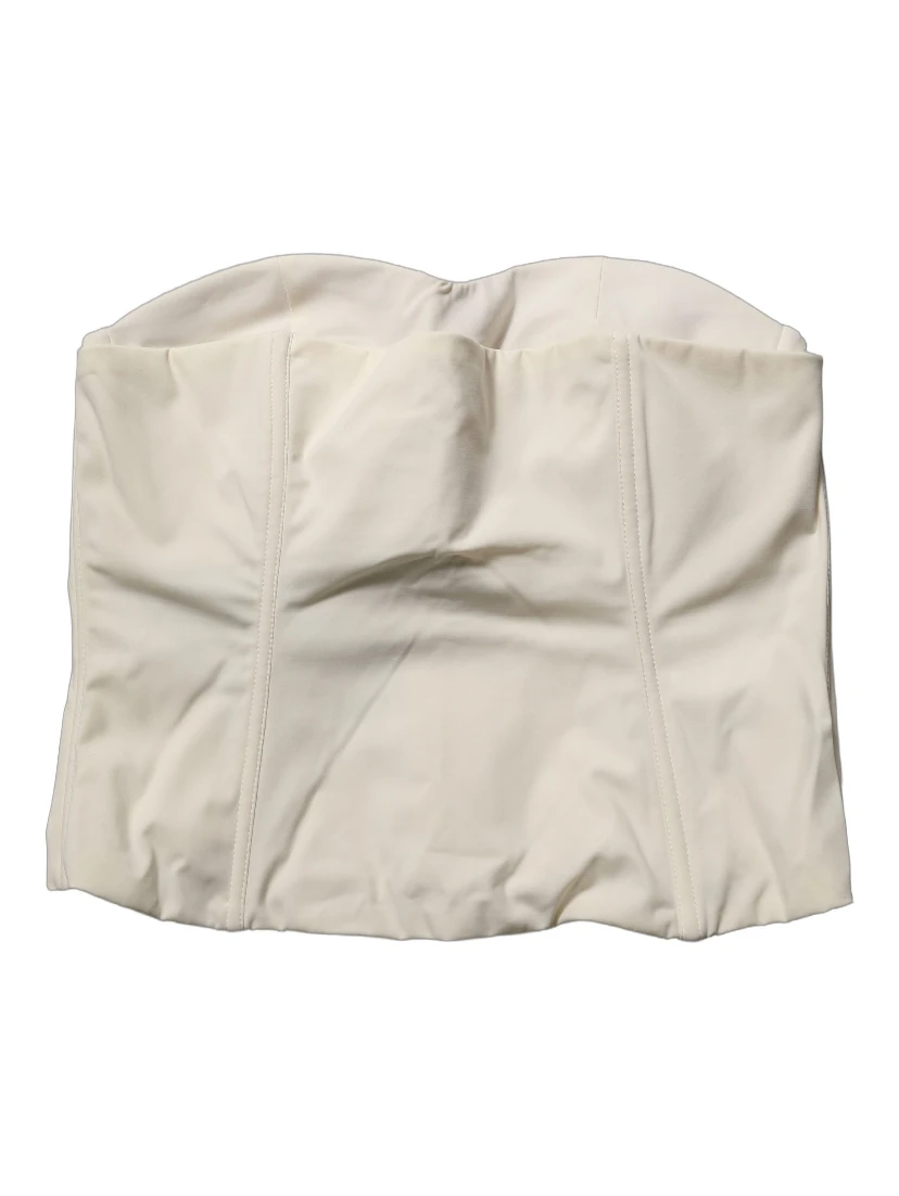 Off White Strapless Sweetheart Neck Top