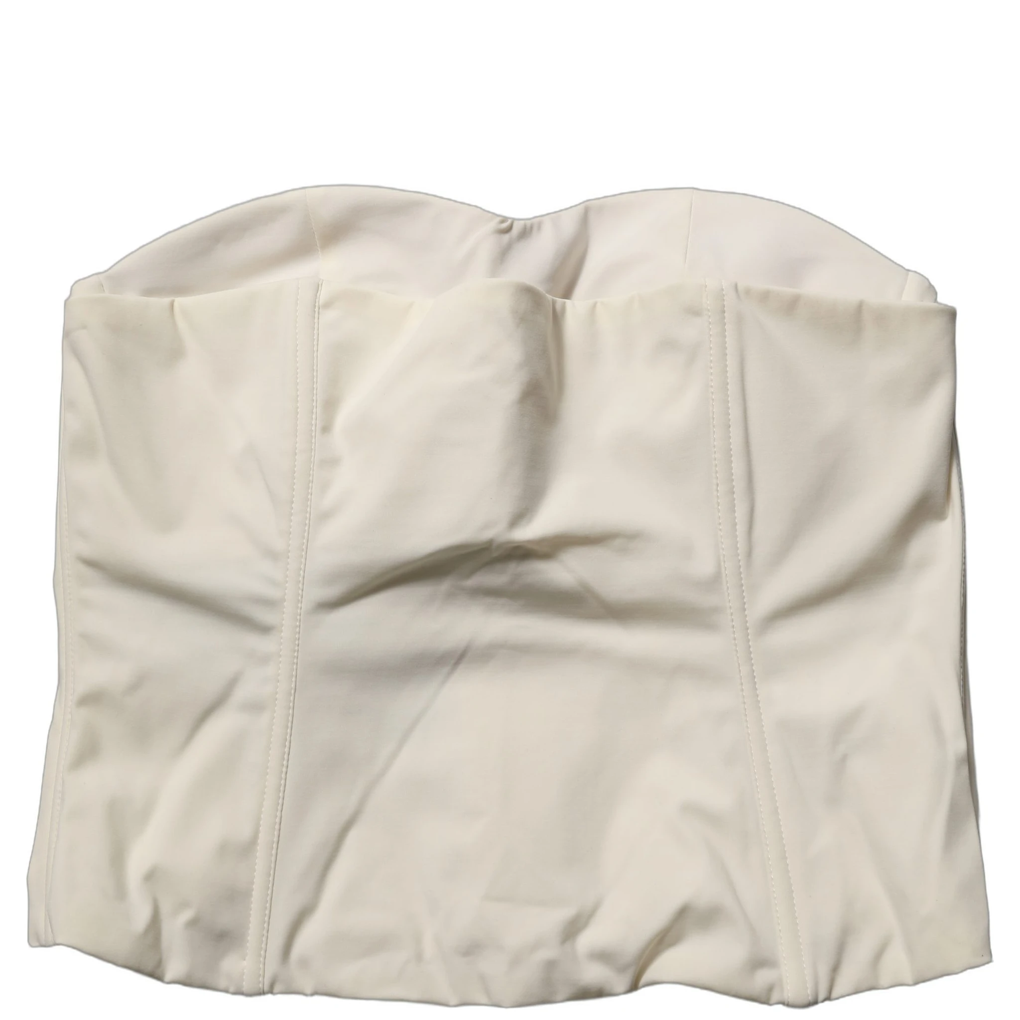 Off White Strapless Sweetheart Neck Top