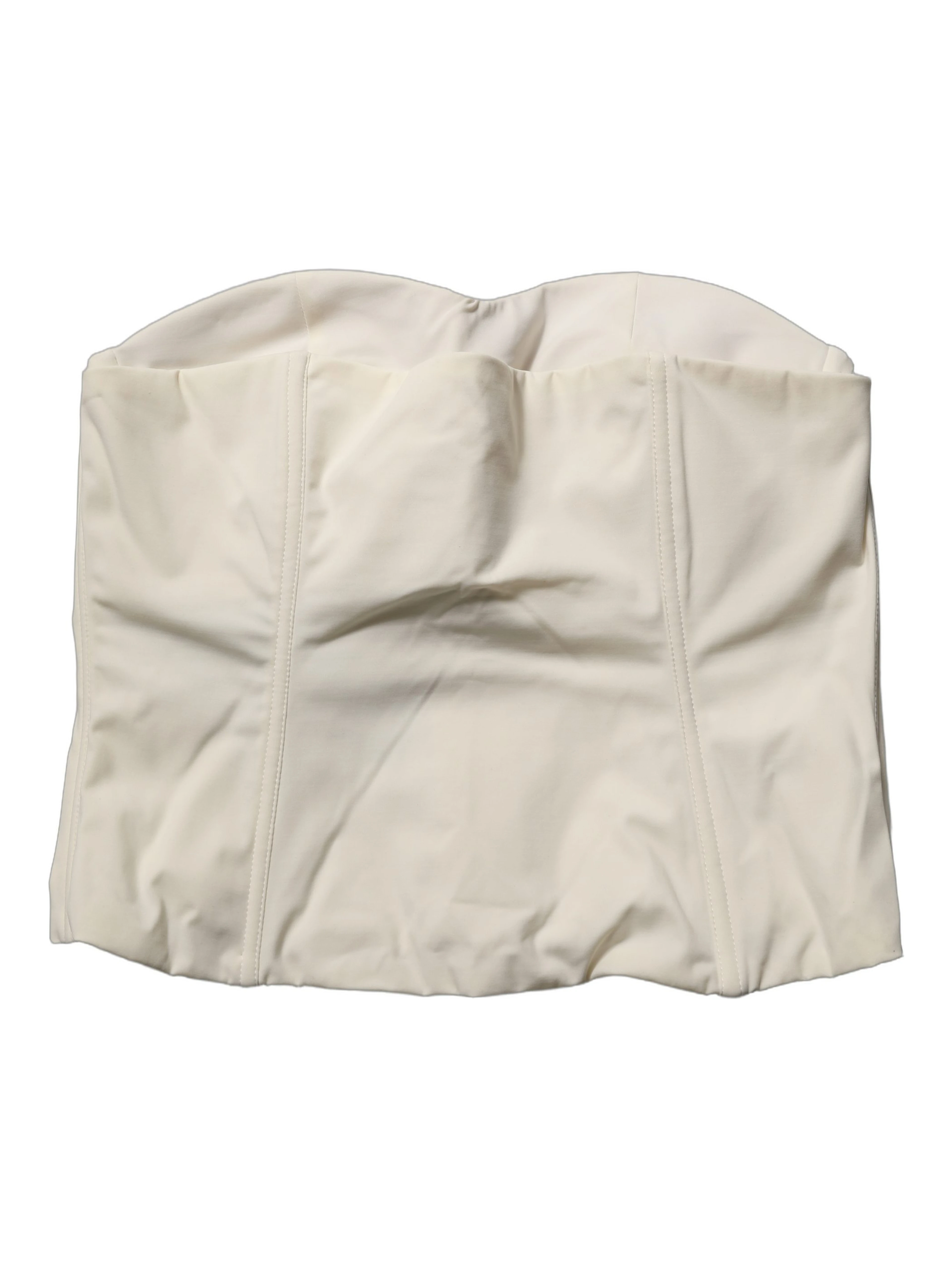 Off White Strapless Sweetheart Neck Top