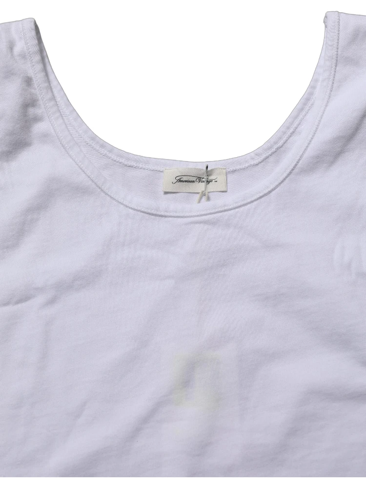 White Cotton Round Neck Sleeveless Tank Top