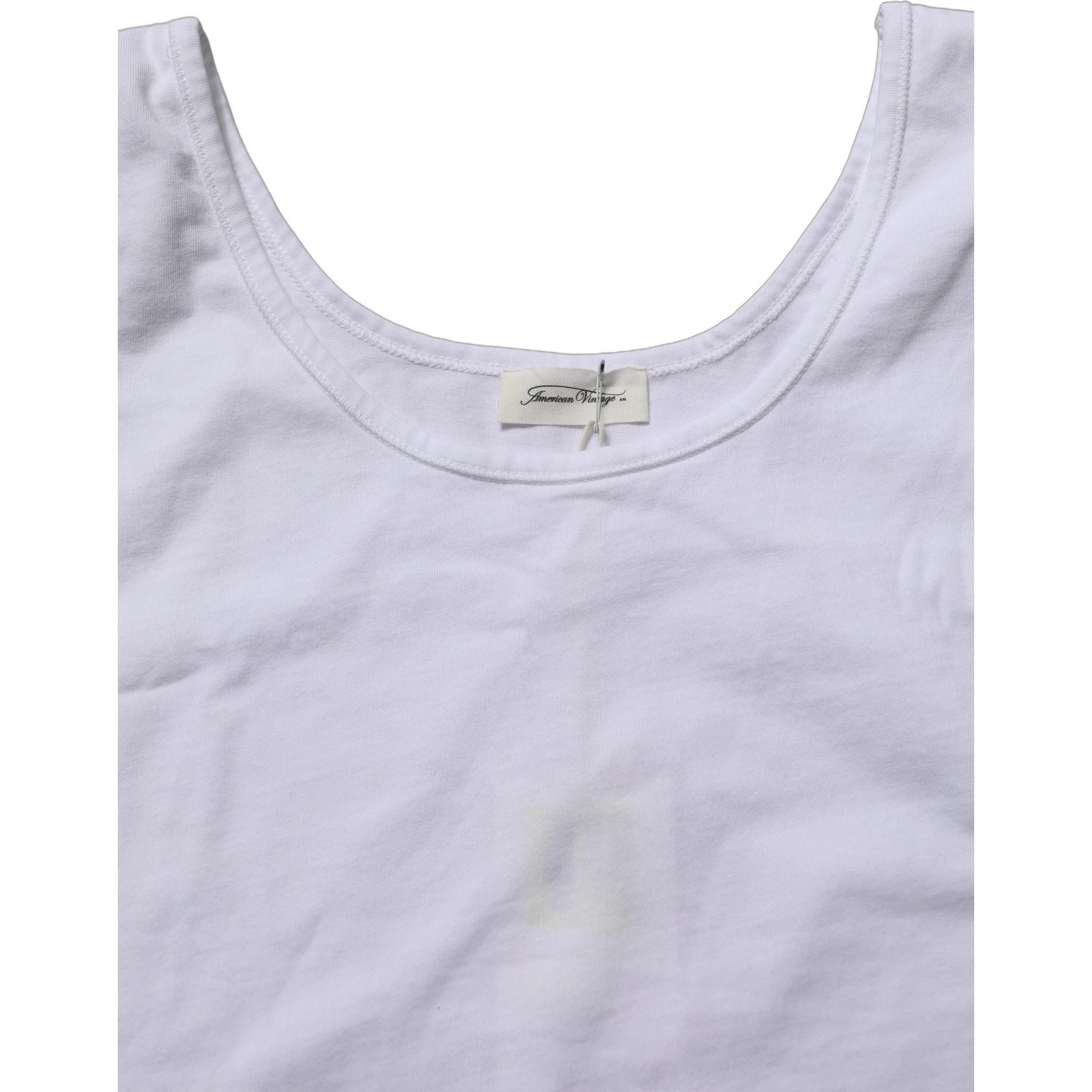 White Cotton Round Neck Sleeveless Tank Top