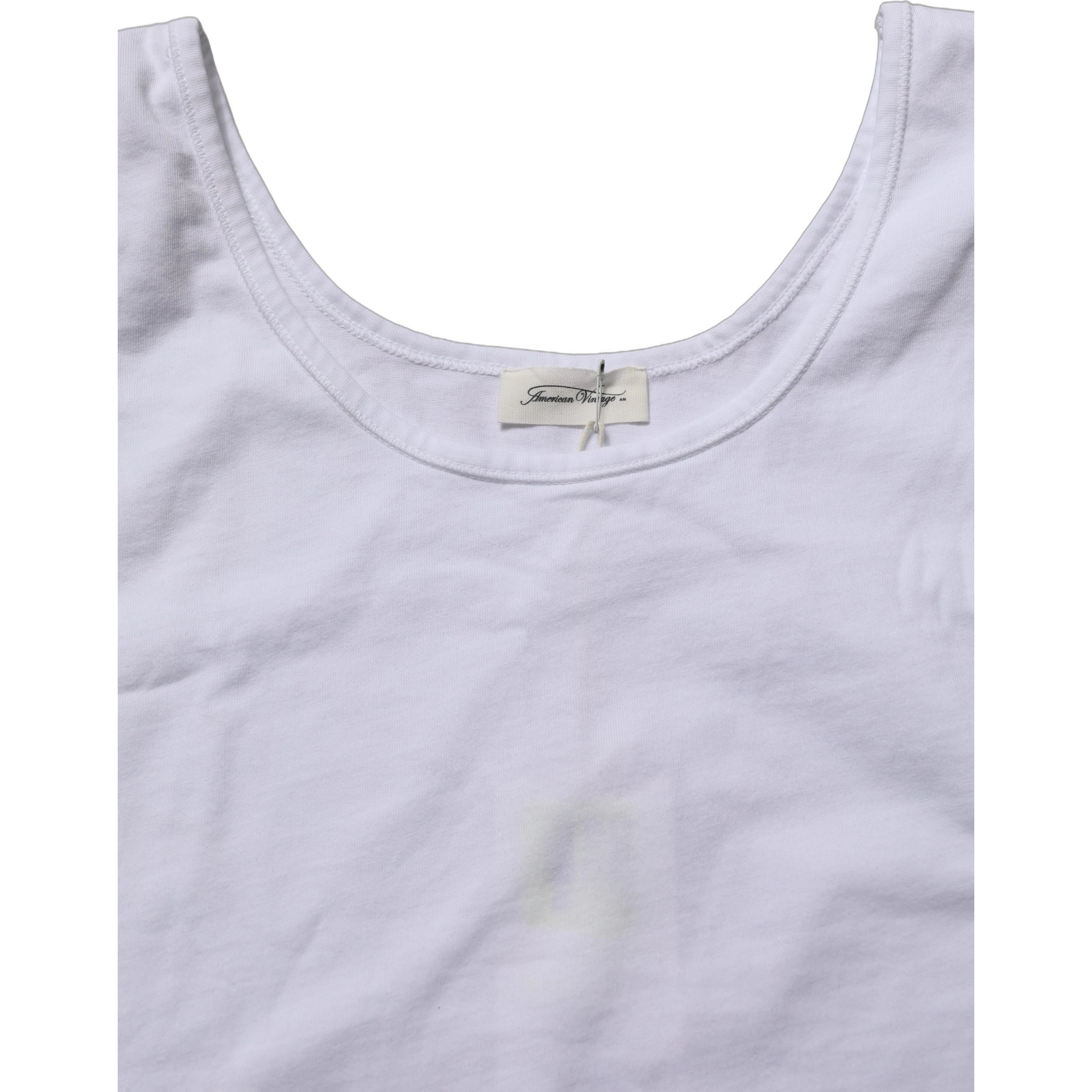 White Cotton Round Neck Sleeveless Tank Top