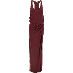 Bordeaux Polyester Long Dress
