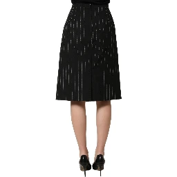 Black Pinstriped HighWaist Pencil Cut Skirt