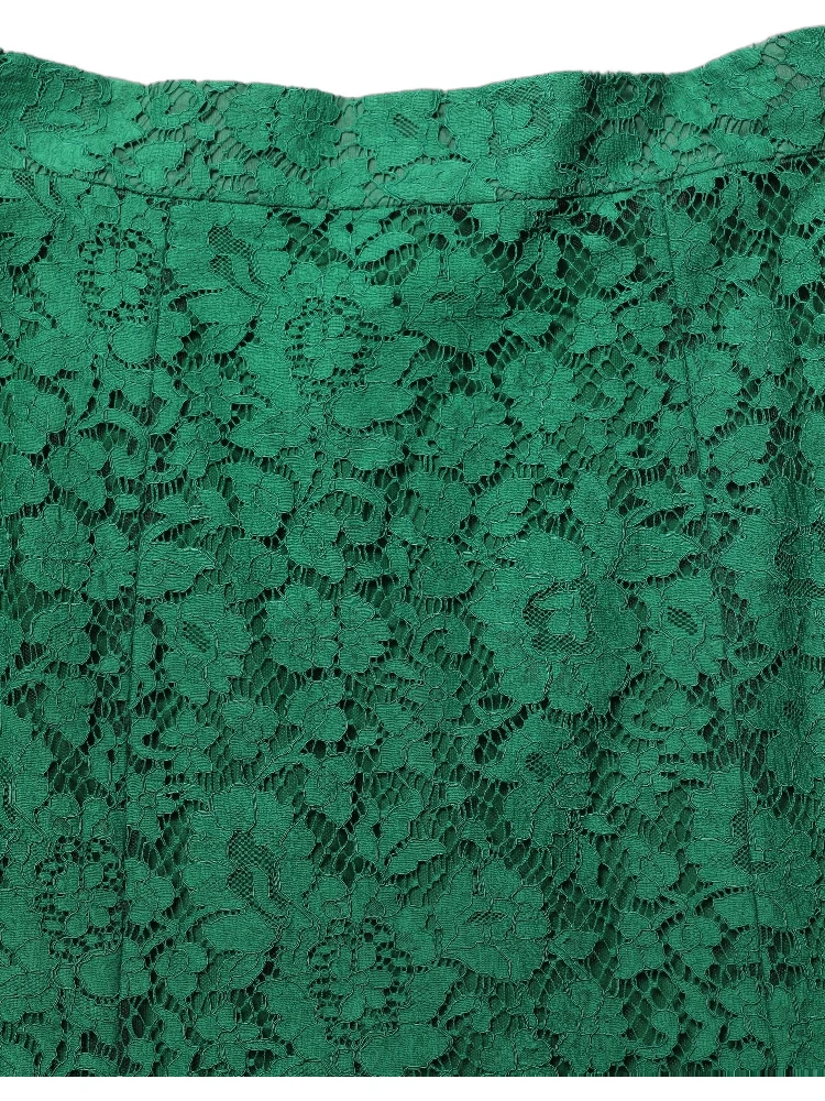 Green Lace High Waist Mermaid Midi Skirt