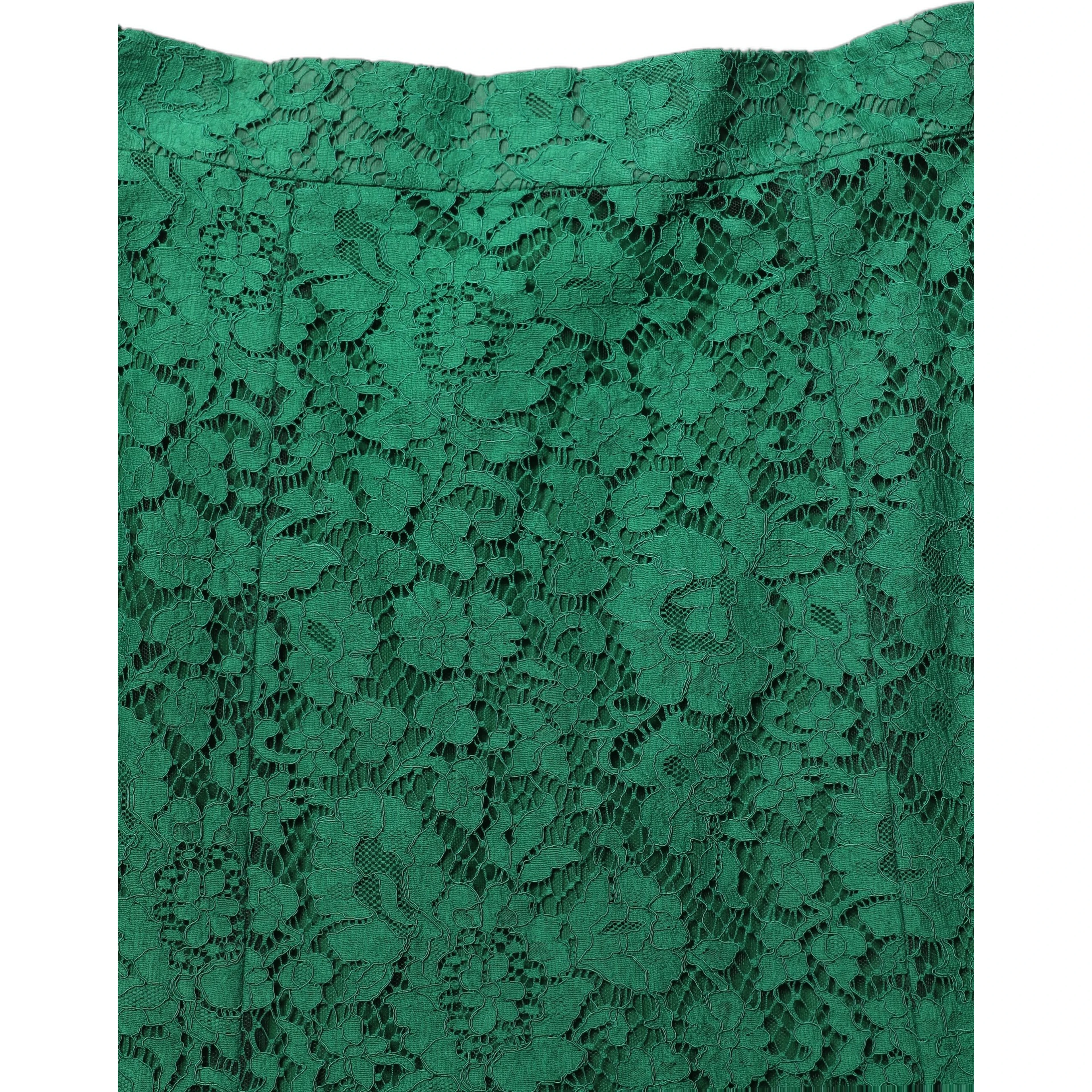 Green Lace High Waist Mermaid Midi Skirt