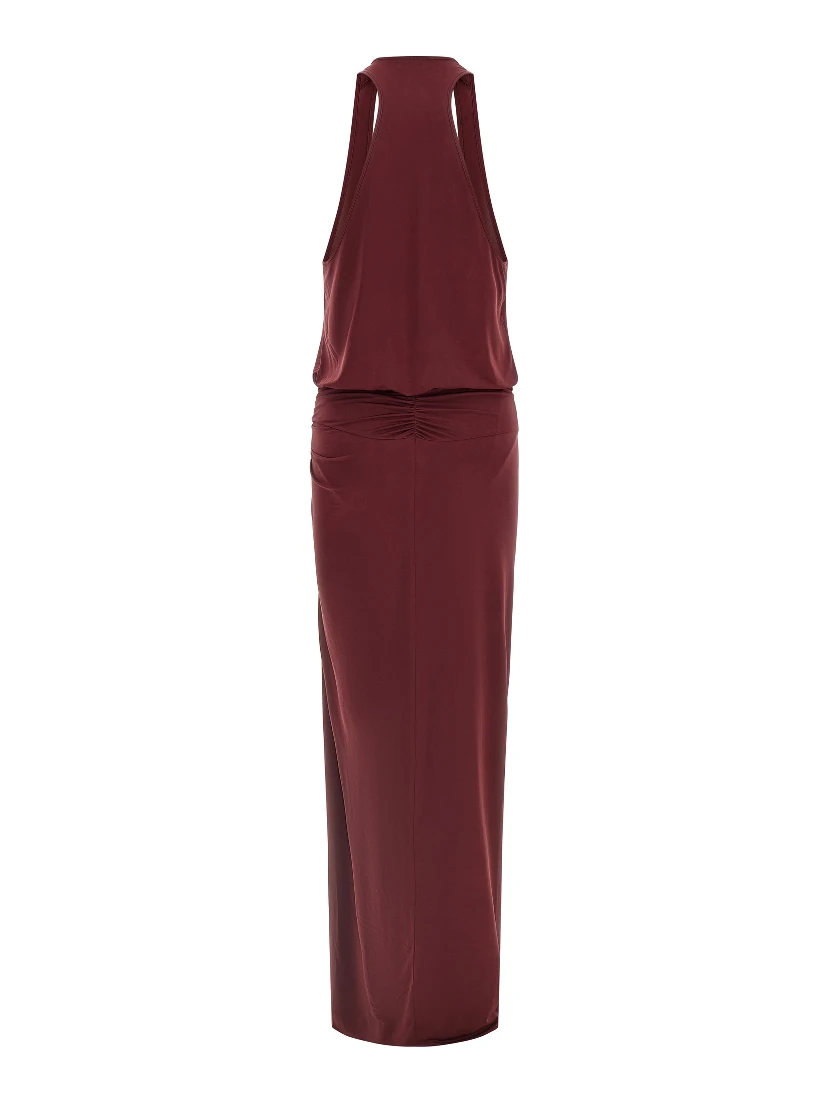 Bordeaux Polyester Long Dress