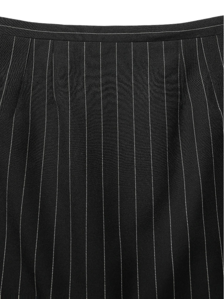 Black Pinstriped HighWaist Pencil Cut Skirt alternative