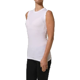 White SleeveLess Crew Neck Tank Blouse Top