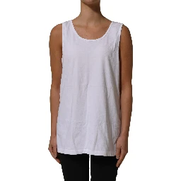 White Cotton Round Neck Sleeveless Tank Top