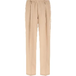Beige Polyester Casual Pants